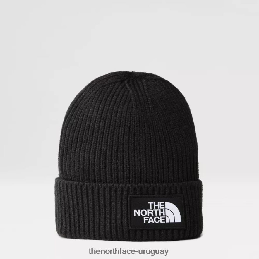 Gorro juvenil con logo en el puño de TNF 2RRLTN1802 negro The North Face