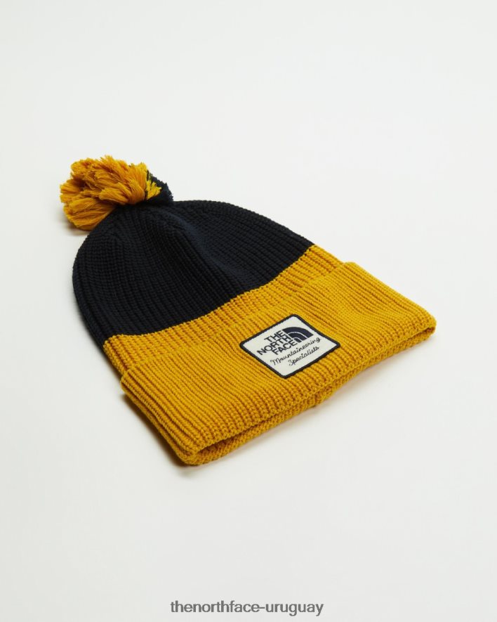 gorro con pompón tradicional 2RRLTN7065 azul marino y amarillo The North Face