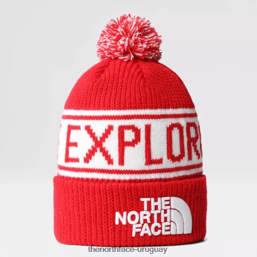 gorro retro con pompón tnf 2RRLTN121 rojo The North Face