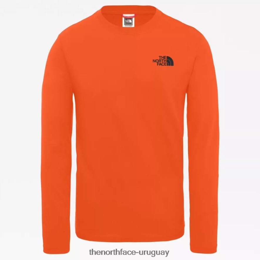 Camiseta New Peak de manga larga para hombre. 2RRLTN2418 naranja roja The North Face