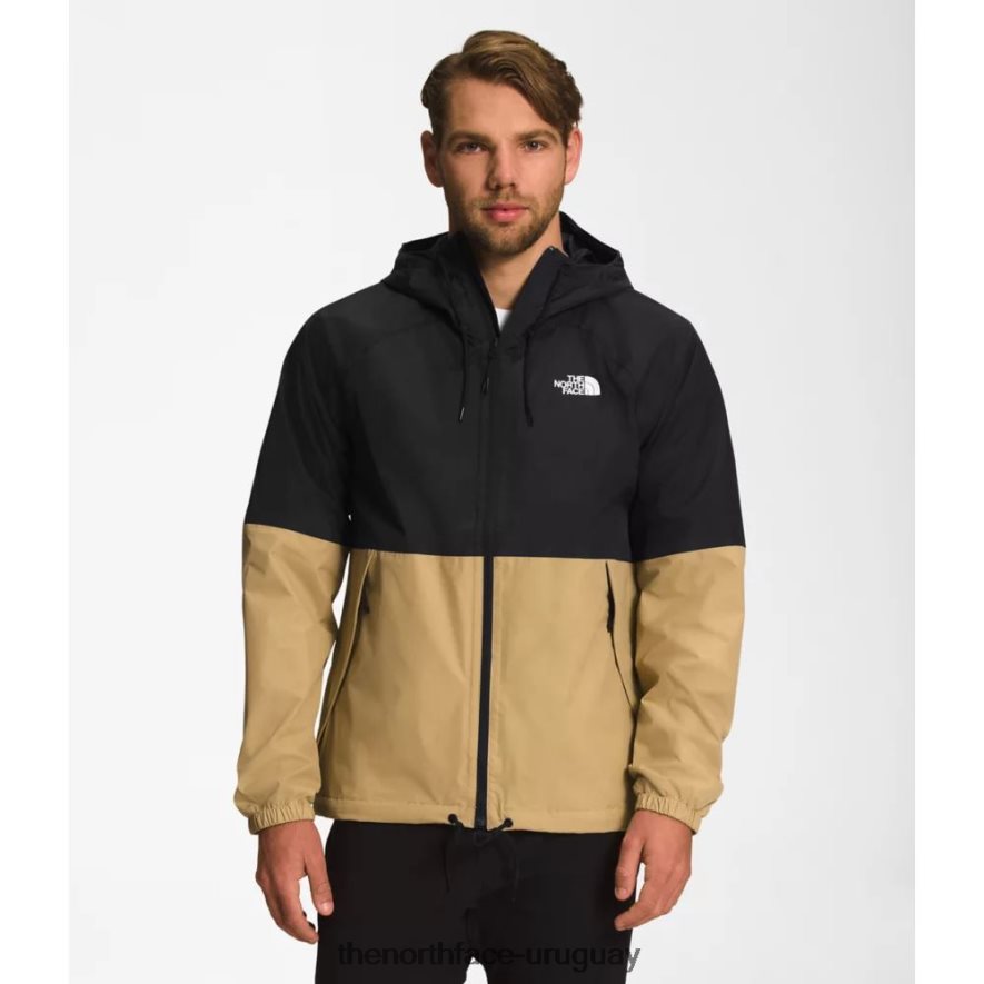 sudadera con capucha negra para hombre anora rain 2RRLTN4833 negro-bronceado The North Face