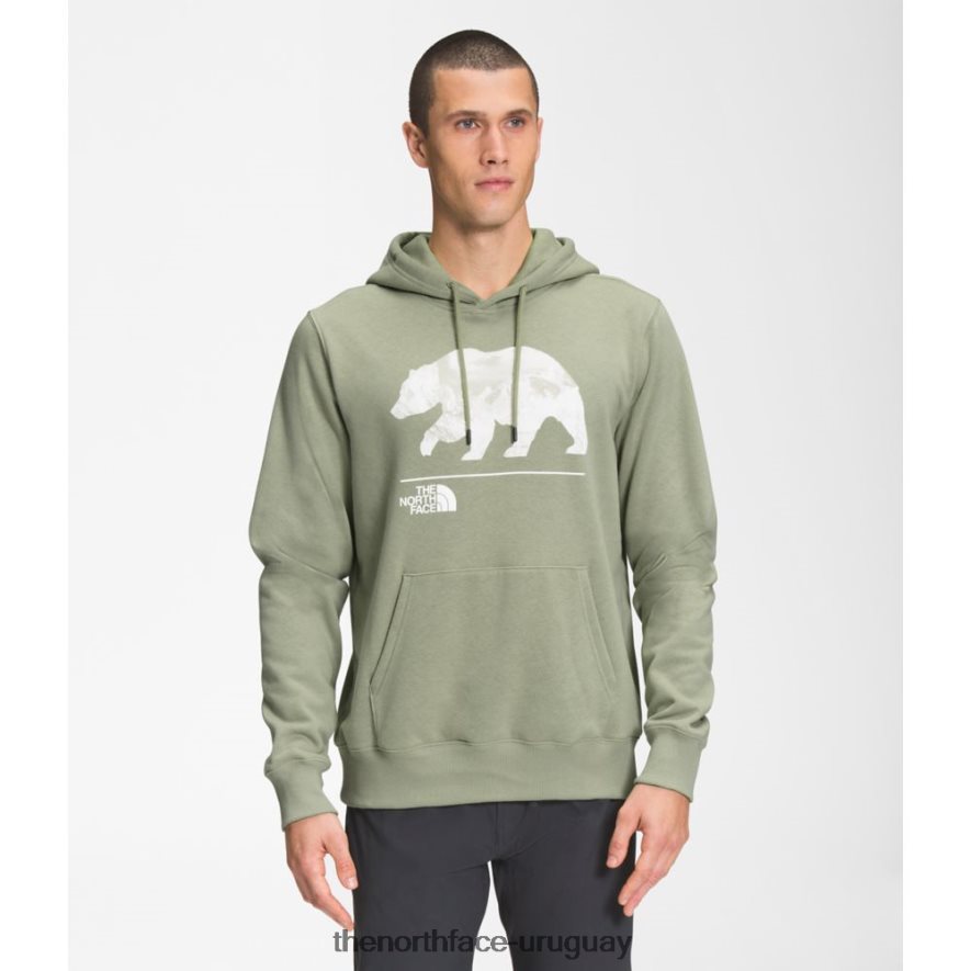 sudadera con capucha para hombre con diseño de oso 2RRLTN5047 té verde The North Face