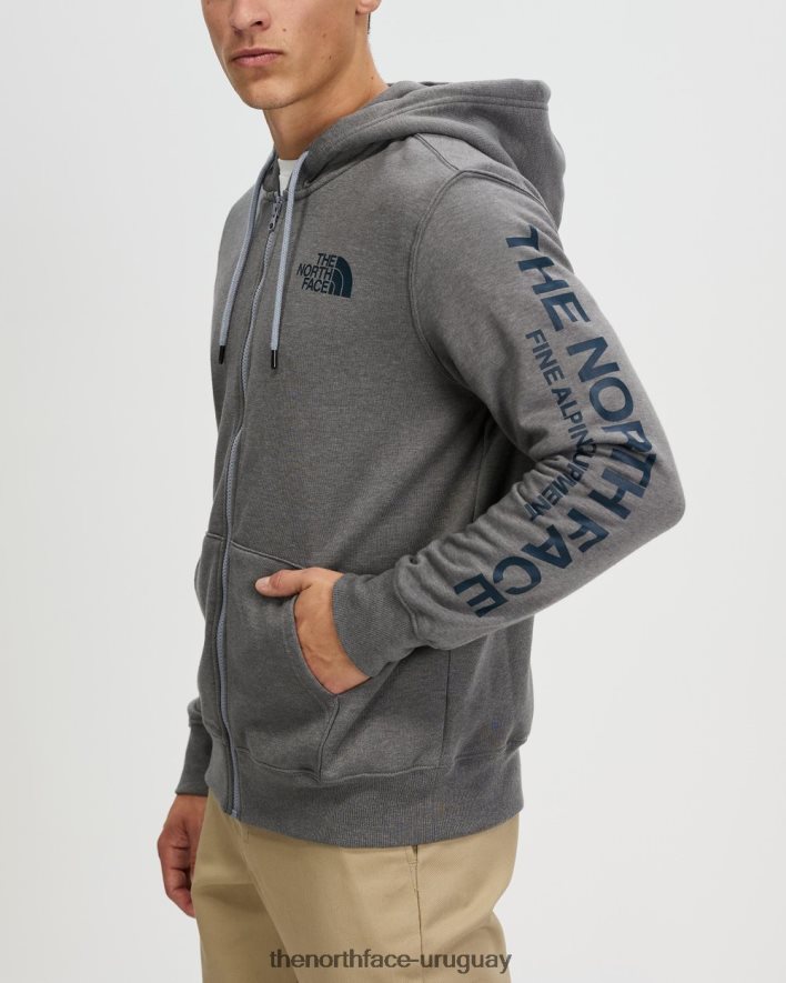 sudadera con capucha y cremallera completa de marca orgullosa 2RRLTN7272 gris The North Face