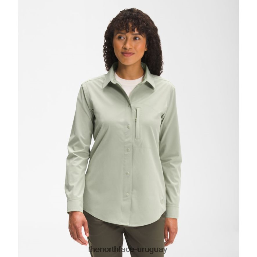 camisa de sol de manga larga sniktau para mujer 2RRLTN5867 té verde The North Face