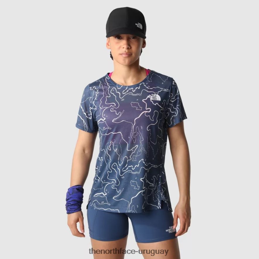 Camiseta de manga corta con estampado Sunriser para mujer. 2RRLTN1863 valle azul sombreado The North Face