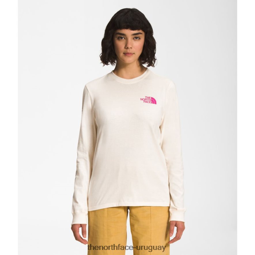 Camiseta de manga larga para mujer con orgullo de marca. 2RRLTN3472 blanco The North Face