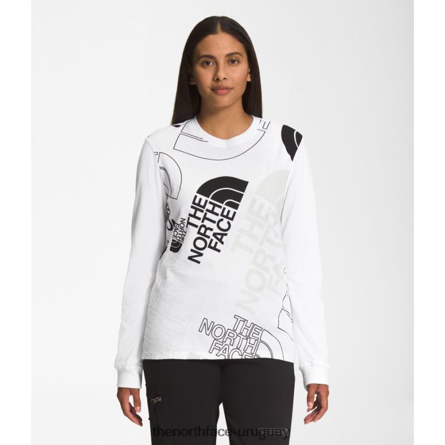 camiseta de manga larga con inyección gráfica para mujer 2RRLTN5511 gris The North Face