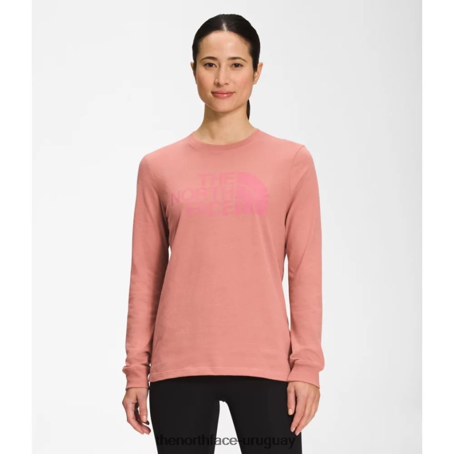 camiseta de media cúpula de manga larga para mujer 2RRLTN4605 rosa del amanecer The North Face