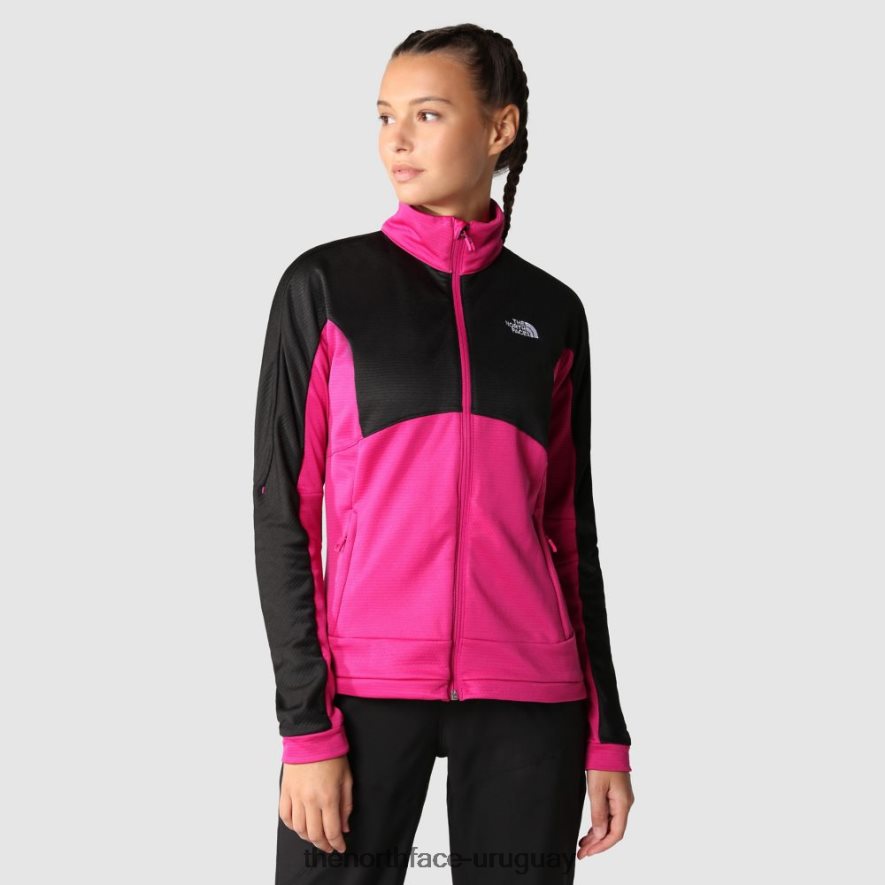 Chaqueta de capa intermedia con cremallera completa circular deportiva para mujer al aire libre 2RRLTN2258 rosa fucsia The North Face