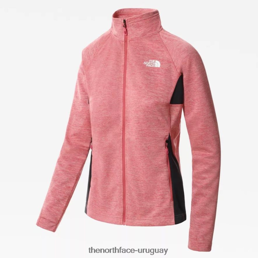 chaqueta deportiva de capa intermedia con cremallera completa para exteriores para mujer 2RRLTN1123 Rosa blanca The North Face