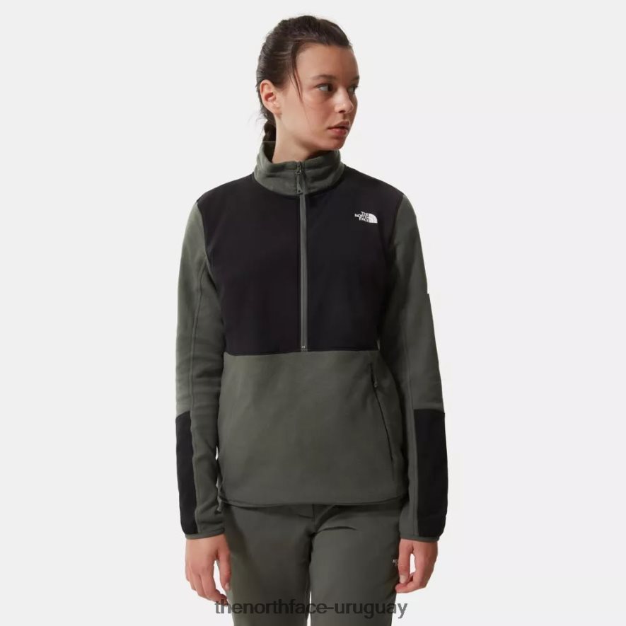 mujer diablo capa intermedia 1/4 cremallera polar tomillo negro 2RRLTN1206 tomillo negro The North Face