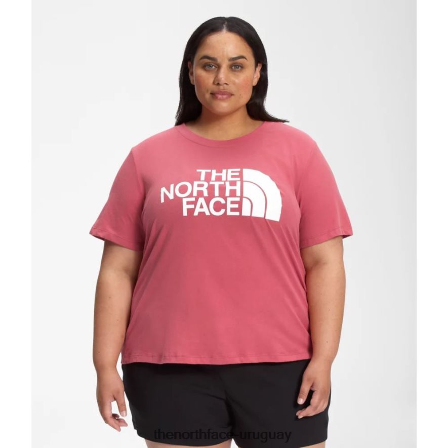 Camiseta de algodón de media cúpula de manga corta para mujer más 2RRLTN4878 rosa pizarra The North Face