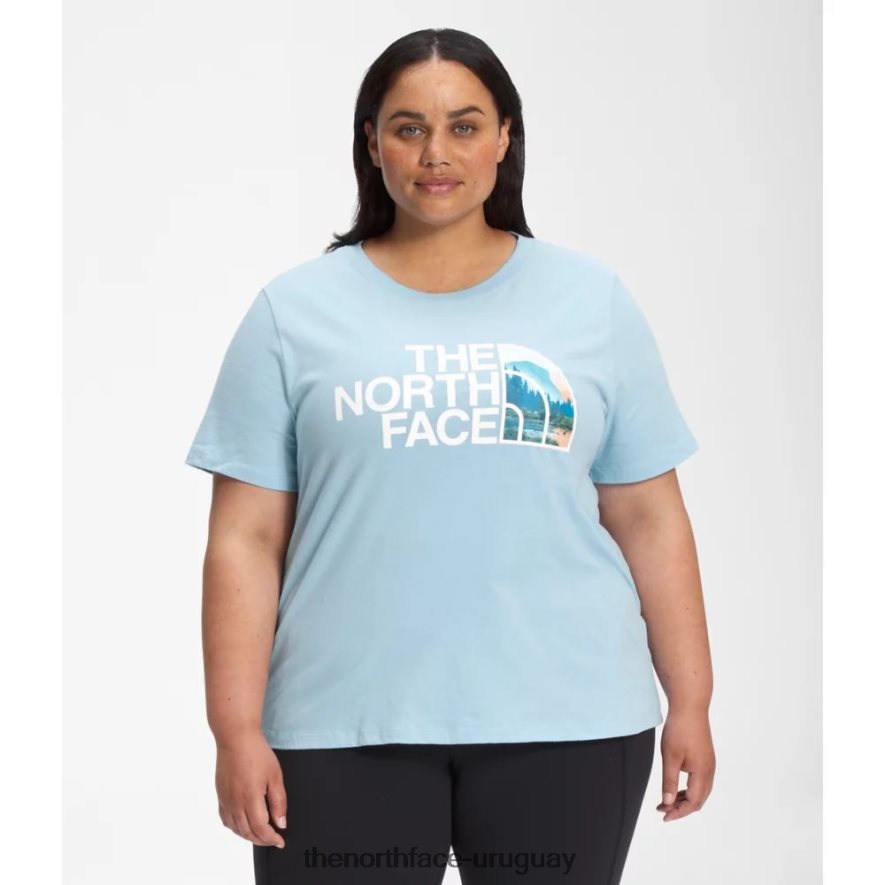 Camiseta de algodón de media cúpula de manga corta para mujer más 2RRLTN4879 azul beta The North Face