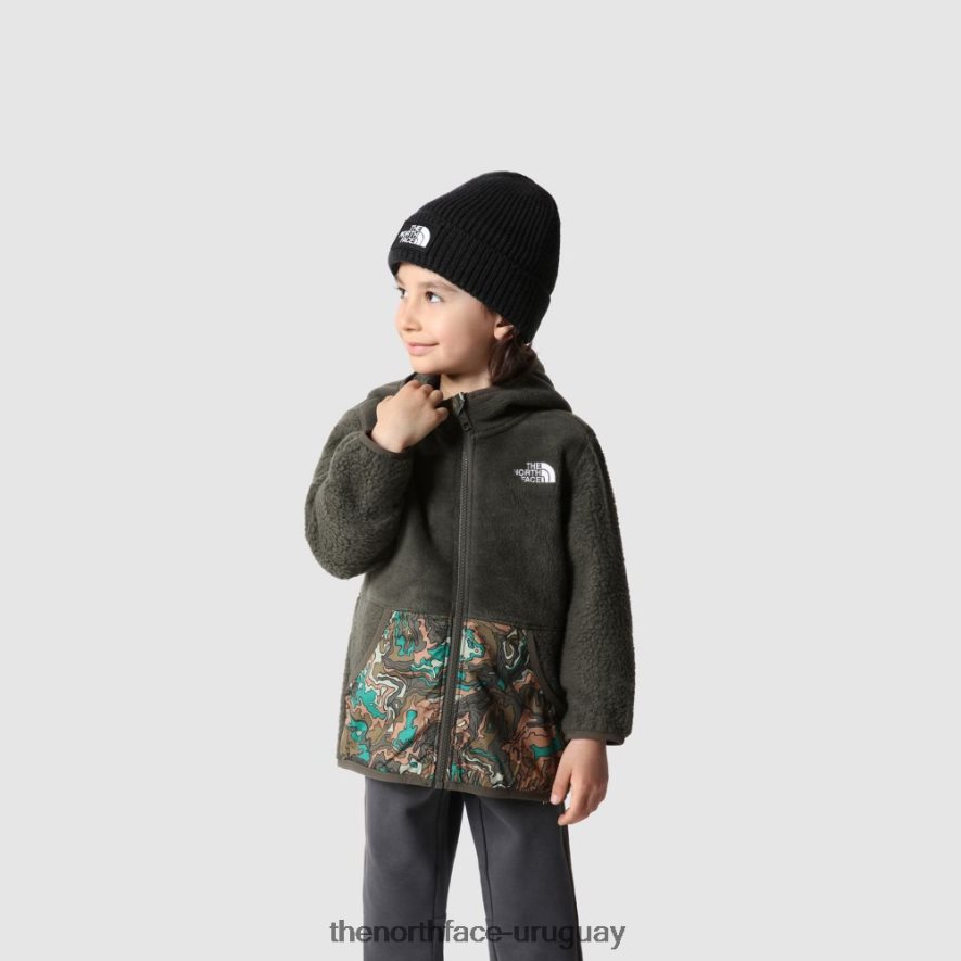 chaqueta con capucha de forro polar para niños 2RRLTN1651 nuevo verde pardo The North Face