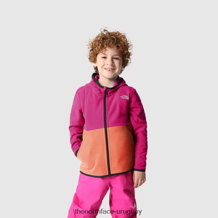 chaqueta polar con capucha para niños glaciar 2RRLTN1843 rosa fucsia The North Face