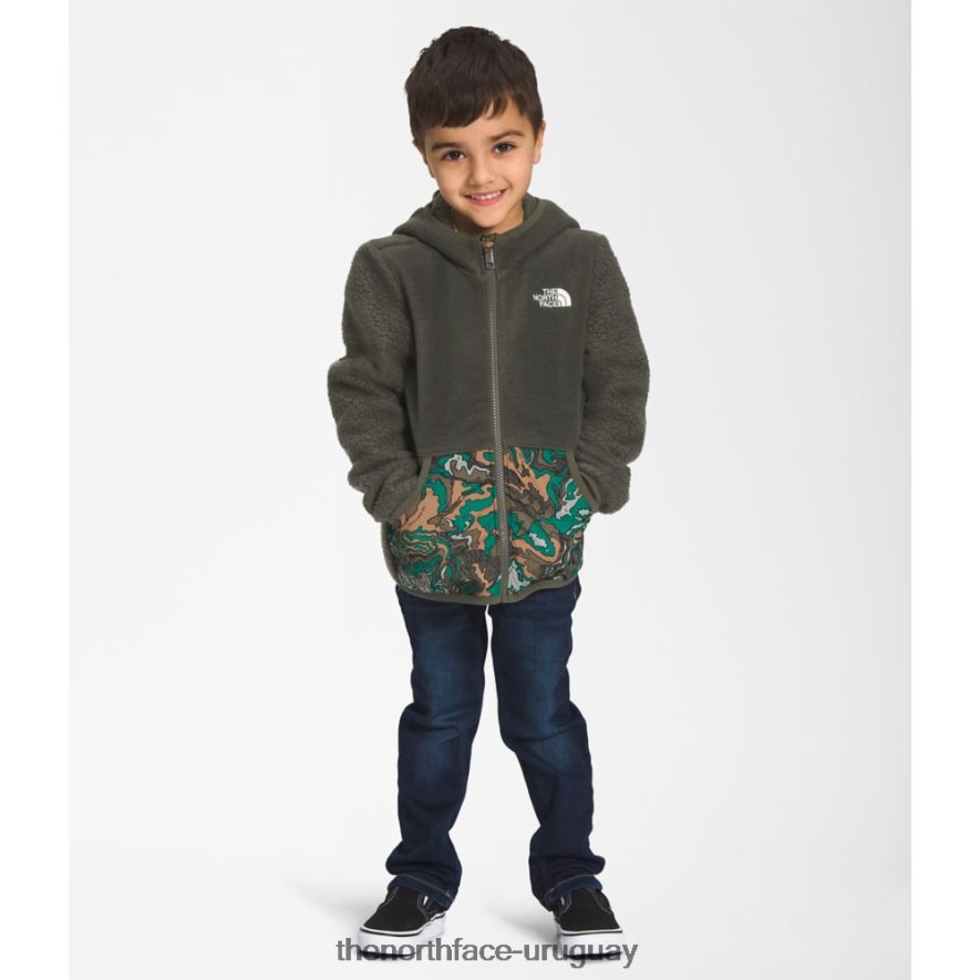 sudadera con capucha y cremallera completa de forro polar para niños 2RRLTN5276 nuevo verde pardo The North Face