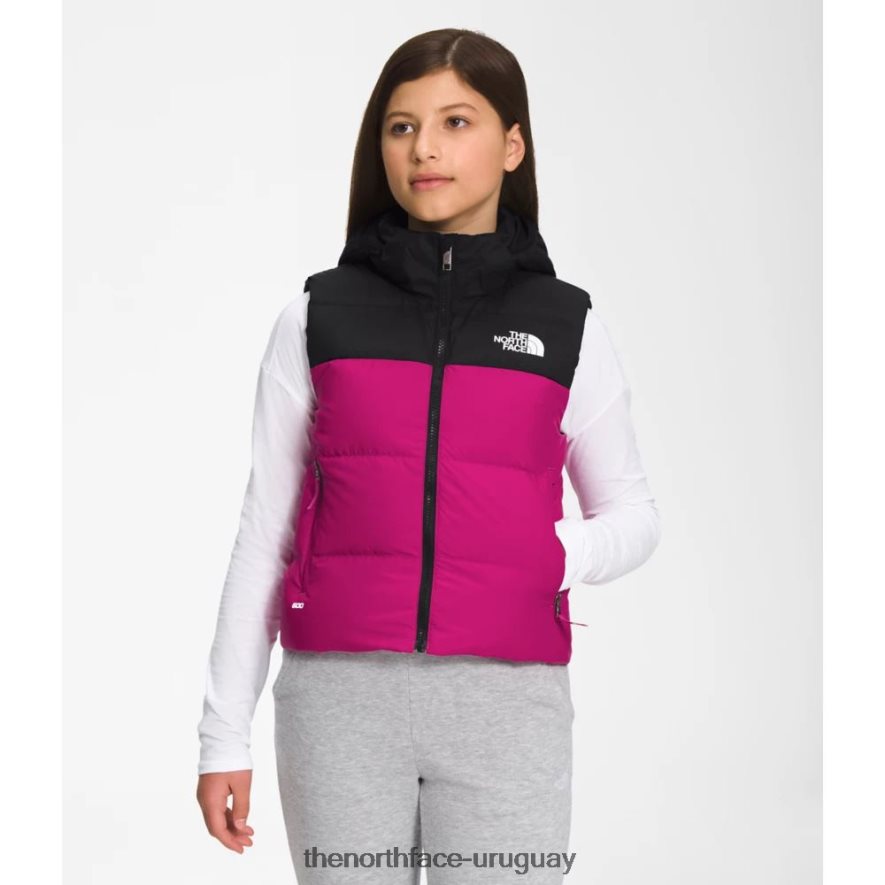 chaleco reversible con capucha y plumón norte para niñas 2RRLTN5316 rosa fucsia The North Face