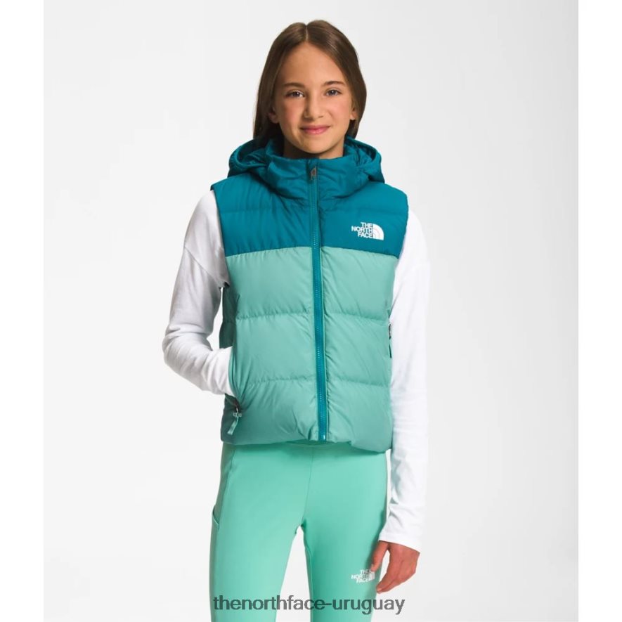 chaleco reversible con capucha y plumón norte para niñas 2RRLTN5317 wasabi The North Face