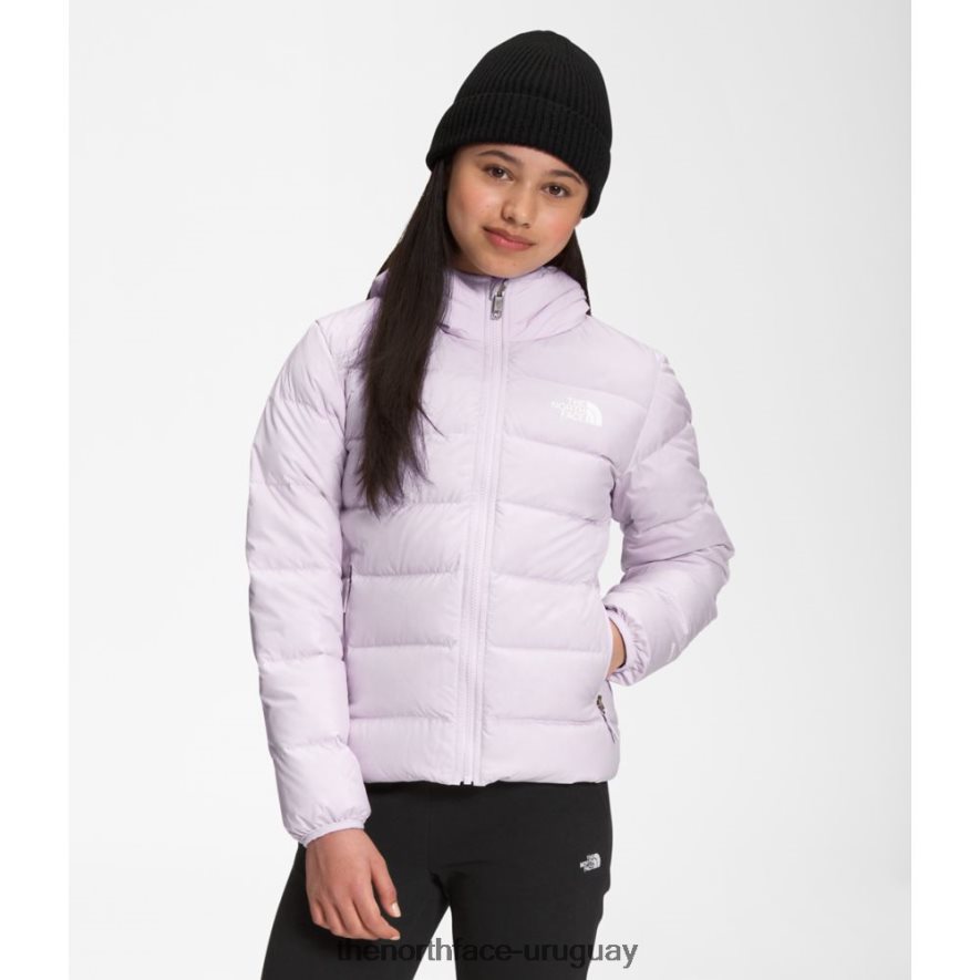 chaqueta reversible con capucha de plumón norte para niñas 2RRLTN5901 niebla de lavanda The North Face